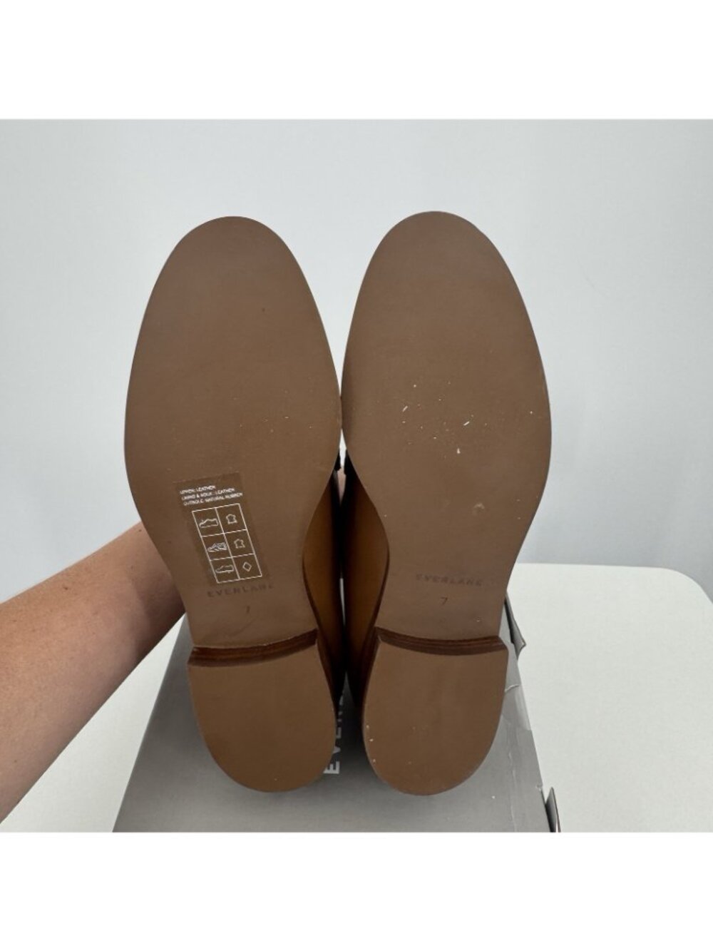 Everlane The Modern Loafer in Camel-Tan Leather size 7 Stacked Heel nwd - Picture 6 of 8